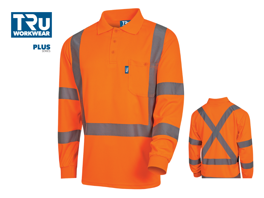 TS1850T5 Micromesh Long Sleeve Hi-Vis Polo NSW Rail Shirt with Perforated Reflective Tape