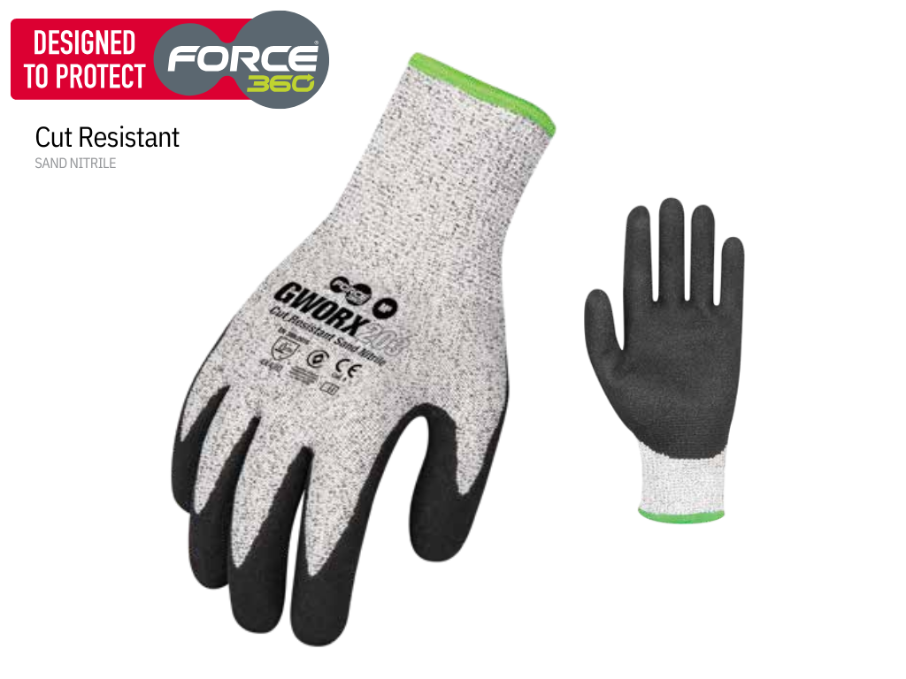 GWORX203 Cut D Resistant Sand Nitrile Gloves - 12 pack