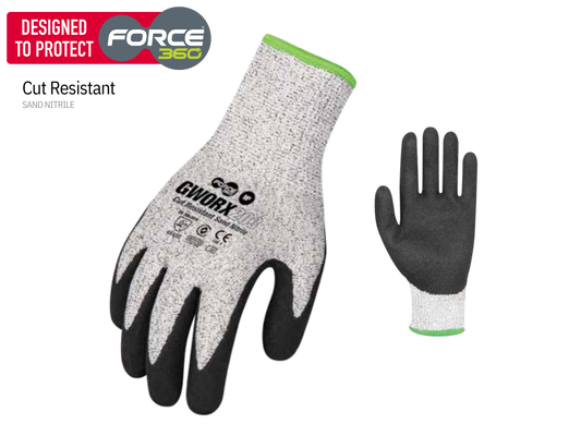 GWORX203 Cut D Resistant Sand Nitrile Gloves - 12 pack