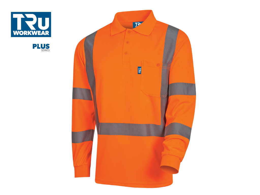 TS1850T5 Micromesh Long Sleeve Hi-Vis Polo NSW Rail Shirt with Perforated Reflective Tape