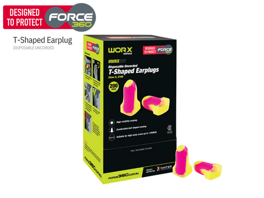 Force 360 T-Shaped Uncorded Disposable Earplugs